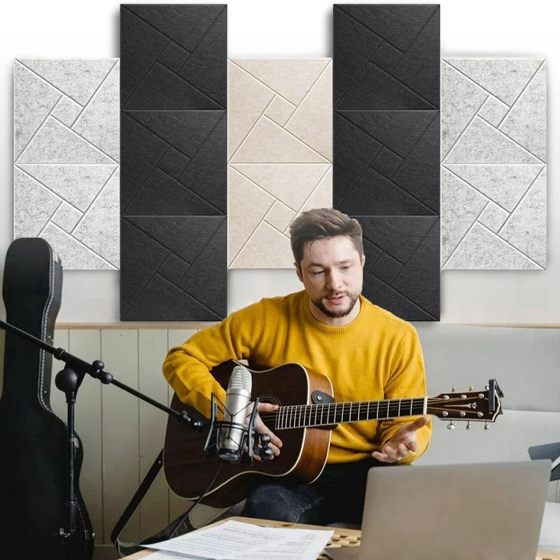 12 Pack Self Adhesive Acoustic Panels, 12 X 12 X 0.4Inch Sound Proof Acoustic Foam, For Home Studio Office (Silver Gray) Durable