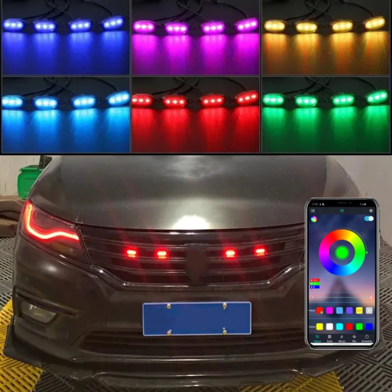 

12V APP Control Car LED Front Grille Light Raptor Style Grill LED Amber Daytime Fog Warning Lamp Suitable For Ford Raptor F150