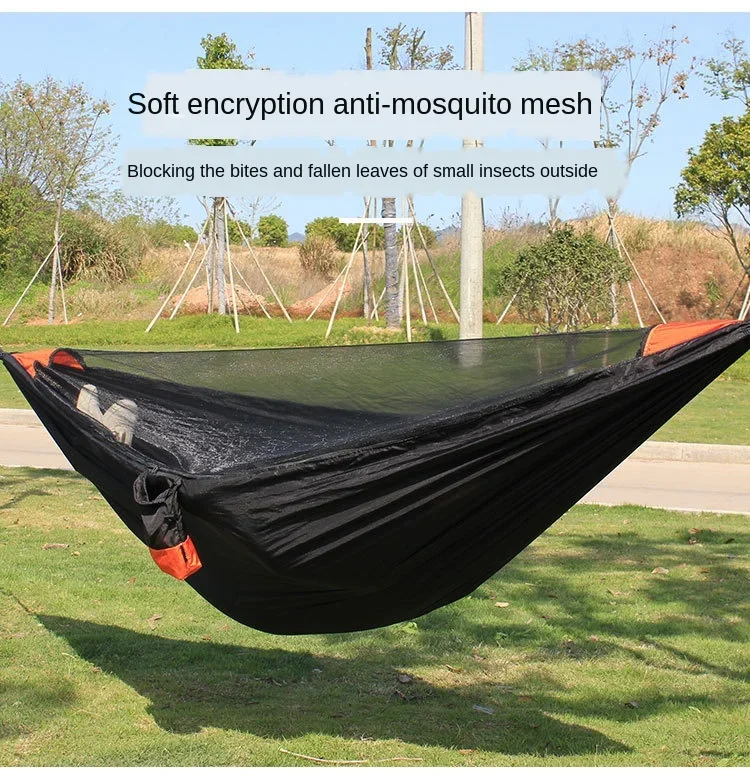 2Person Portable Hammock Bed Camping Outdoor Hanging Bed Hammock Swing Lightweight Hanging Mosquito Net Tree Straps Swing