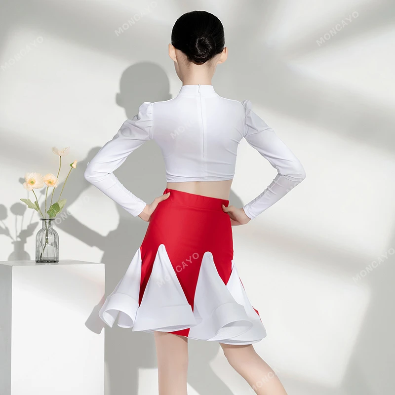 ชุดเต้นรําละตินสาว Cha Cha Tango Rumba Samba Salsa เต้นรําเสื้อผ้าเด็กมาตรฐานการแข่งขันบอลรูมเต้นรําชุด