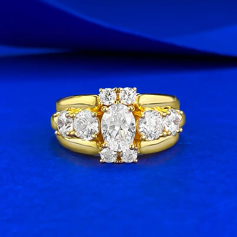 

Luxury 5*7mm High Carbon Diamond Rings for Women's - Gold Platd Engagement Ring & Bridal Wedding Band Party Jewelry Gift