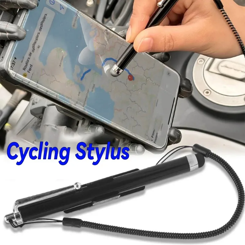 Fixed To Motorcycle Bike Car Stylus Pen with Spring Cable High Precision Nibs Capacitance Touch Screen Tablet Pen for iPhone