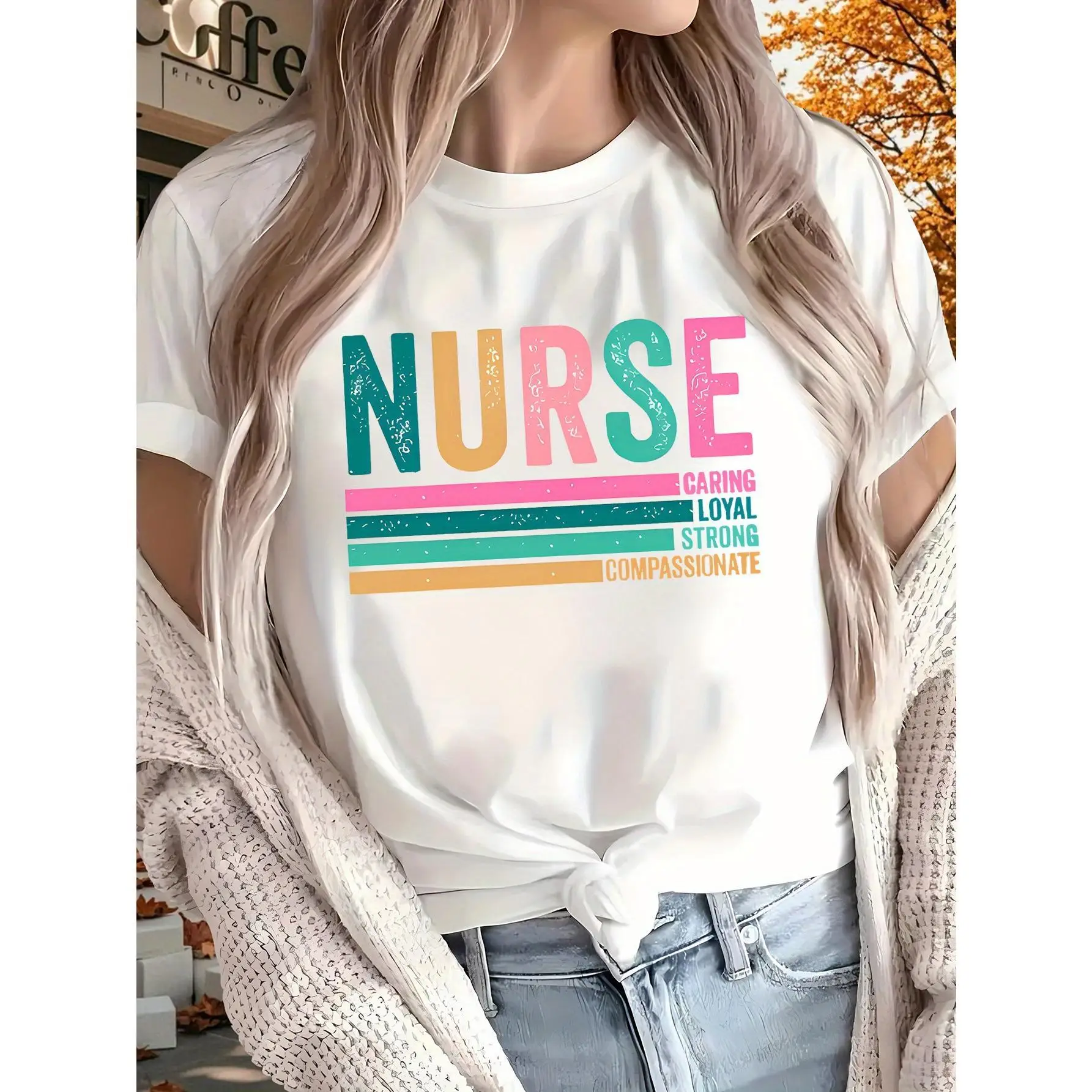 

Doctor Nurse Gift 1pc New Women'S T-Shirt, Summer, Pure, Printed, Short Sleeved Top, Black And White Optional, for All Seasons