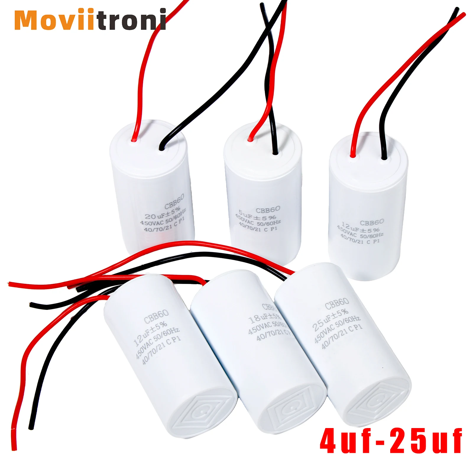 Condensadores de Arranque CBB60 para Motor, para Arranque de Compresor de Aire Acondicionado, Bomba de Agua, 4uf-25uf