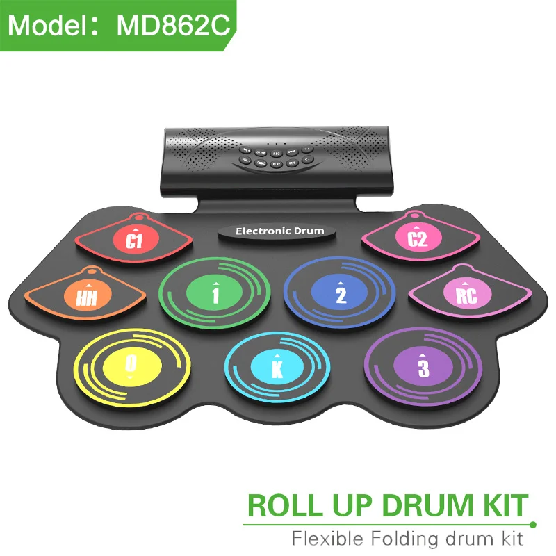 Built-in Speakers Roll Up Beginner Practice Pad Jazz Electronic Drum Set For Kids Gift