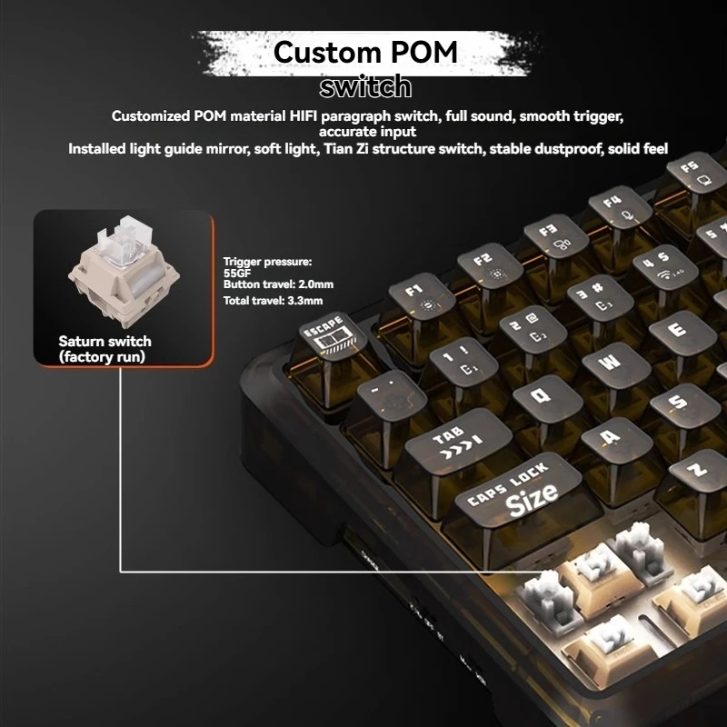 CANDEUS TYPE99 Mechanical Keyboard Customized Saturn Switch 3-Mode Bluetooth/Wireless GASKET 99-Key Hot Swap RGB Gaming Keyboard