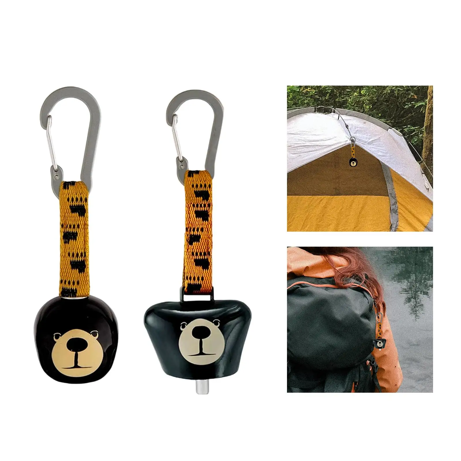 Portable Outdoor Bear Bell Loud Iron Hiking Camping Alert with Spring Loaded Carabiner Compact Keychain for Trail Awareness