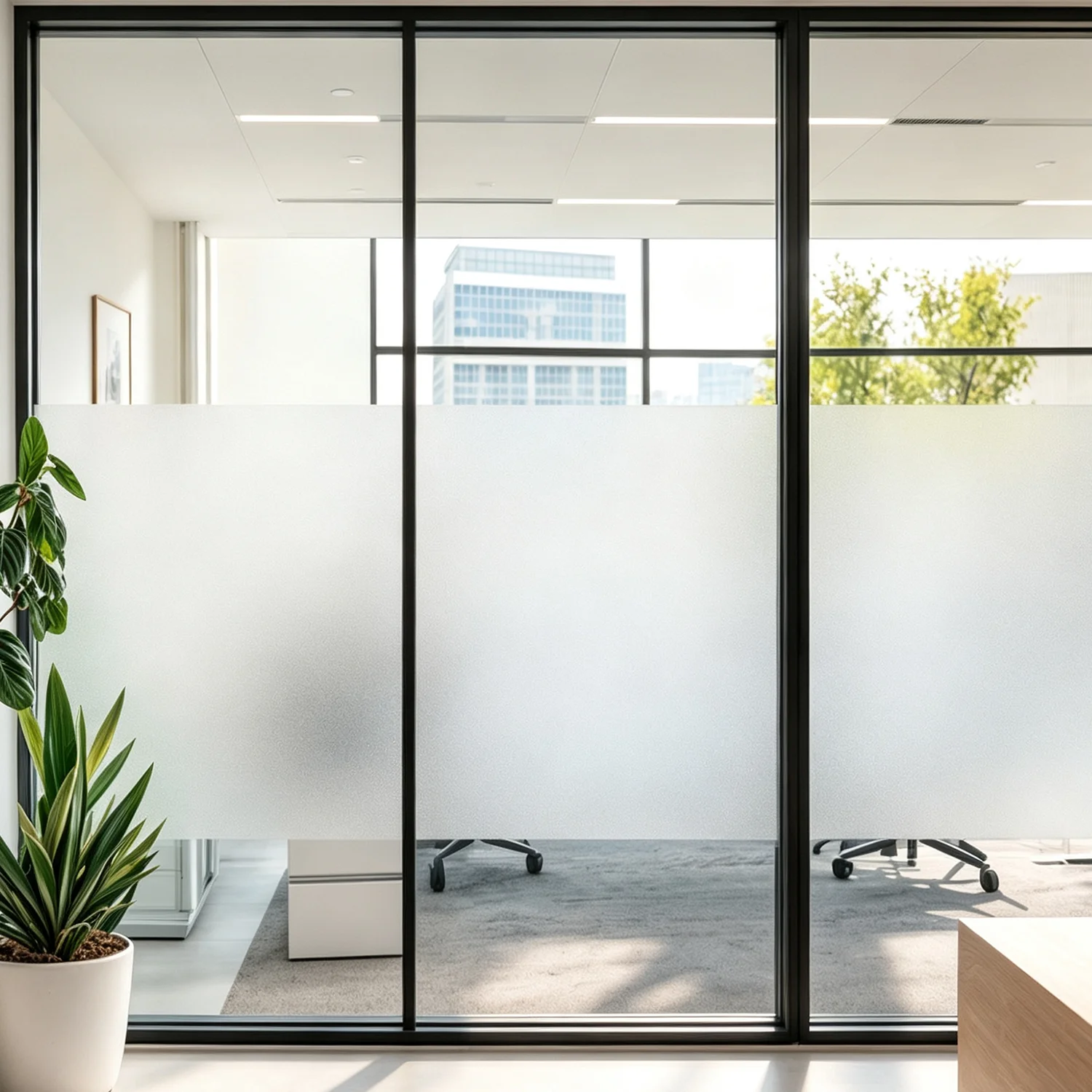 Matte Frosted Static Cling Window Film, Privacy Glass Sticker, Anti-Glare Removable Reusable Window Tint for Bathroom Office