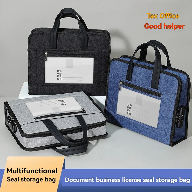 1PC Handheld ID Document Storage Bag Large Capacity Divided Seal Handbag Foldable Business Travel Office Computer Bag