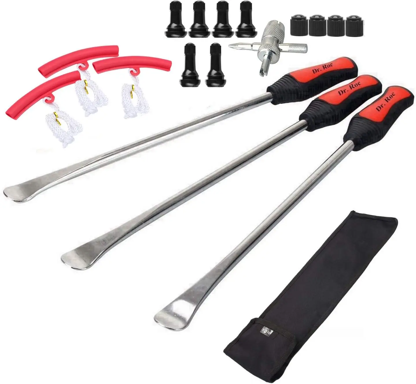 

14.5' Tire Spoon Lever Kit with Bag - 3x Spoons, 3x Rim Protectors, 1x Valve Stems TR412 TR413