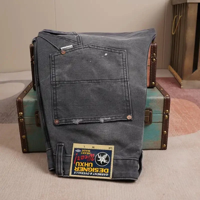 

2026 Autumn American Vintage Style Men's Cargo Pants, Loose, Straight Cut, Streetwear, Trendy Brand, Casual Denim Trousers