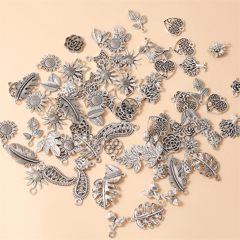 20 Stück niedliche Anhänger aus Legierung in Form von Pflanzen, Blumen, Bäumen und Blättern für die Schmuckherstellung, Ohrringe, Anhänger, Halsketten, Armbänder, DIY-Bastelzubehör – Detail 3