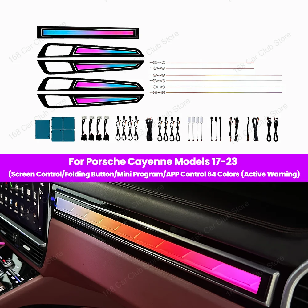 Upgrad LED 27 Light Crystal Style Dynamic Style For Porsche Cayenne 2017-2023 Car Lnterior Decorative Strip Ambient Light
