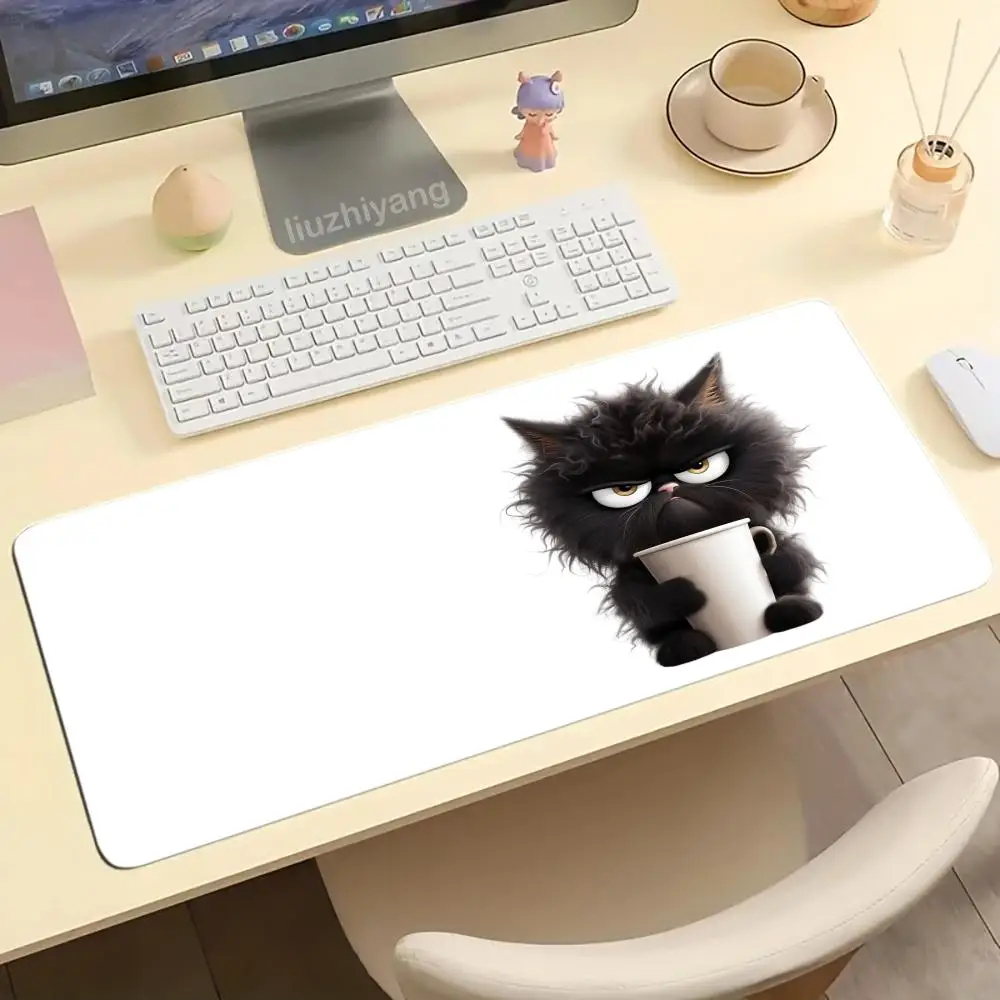 Kawaii Cat Theme Mouse Pad Large Computer Office Game Table Mat XXL Rubber Anti-slip Stitched Edges Keyboard Mats Long Desk Pads