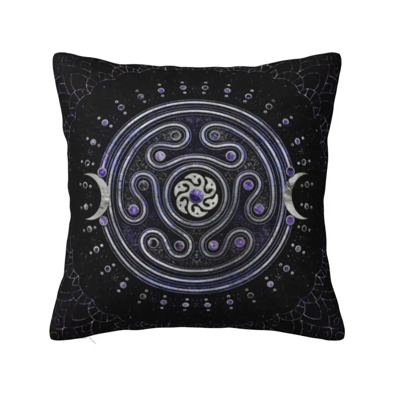 Triple Moon Goddess Hecate Wheel Modern Pillow Cover Bedroom Decoration Goth Pentagram Witch Witchcraft Car Cushion