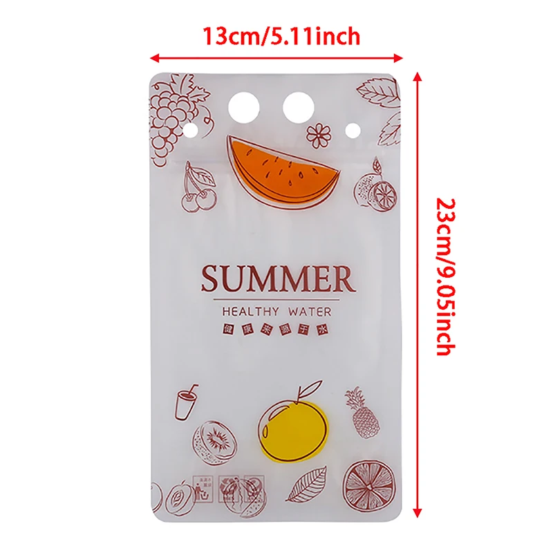 10Pcs Bags + 10Pcs Straw 500ml Frosted Plastic Drinking Beverage Bag Party Wedding Fruit Juice Milk Tea Portable Pouches