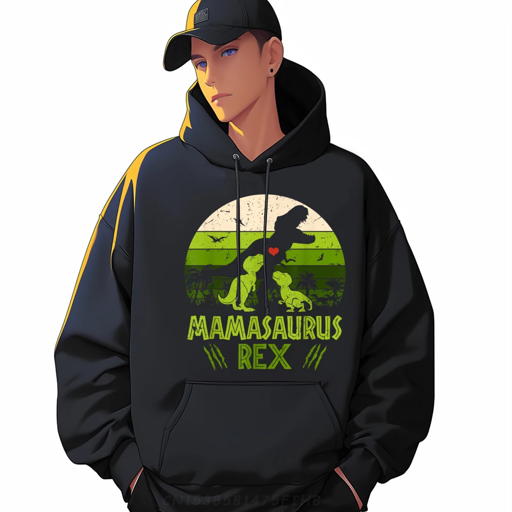 

Slogan Vintage Retro 2 Mamasaurus Dinosaur Hoodies For Male Classic Autumn Crewneck Long Sleeve Casual Streetwear