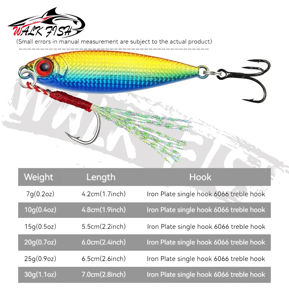 WALK FISH Super Quatity Metal Casting Jig 7g-10g-15g-20g-25g-30g Shore Drag Cast Jigging Spoon Fishing Lure Artificial Bait