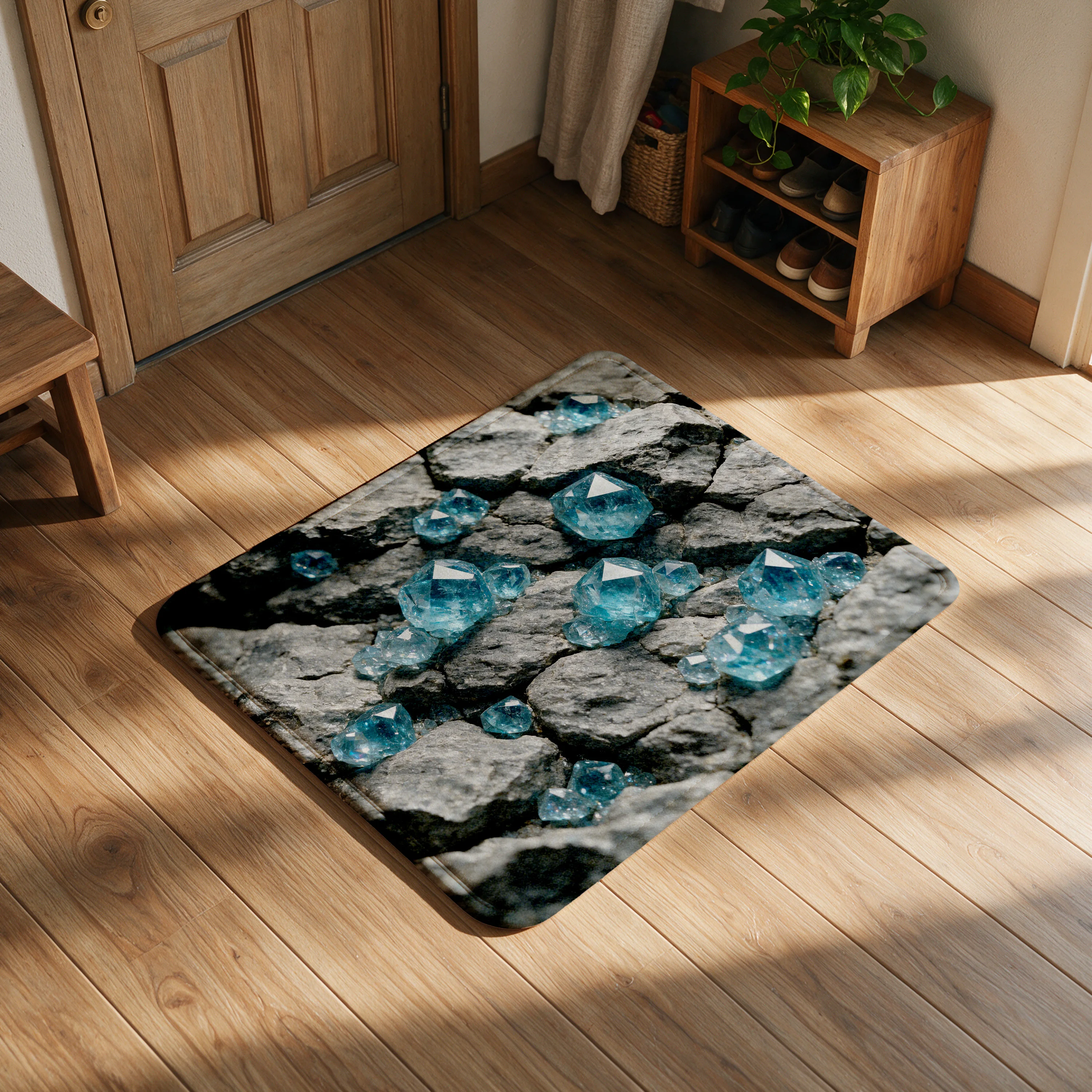Decorative Crystal Gemstone Pattern Rug Mat for Bathroom Entryway Door Mat Runner Floor Decor Home Accent Gift Waterproof Living