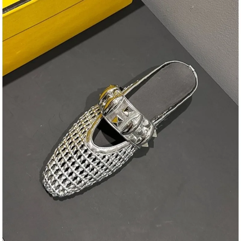 

Shoes for Women 2026 New Summer Women's Slippers Weave Baotou Slippers Retro Hollow Out Low-heel Casual Commute Fashion Slippers