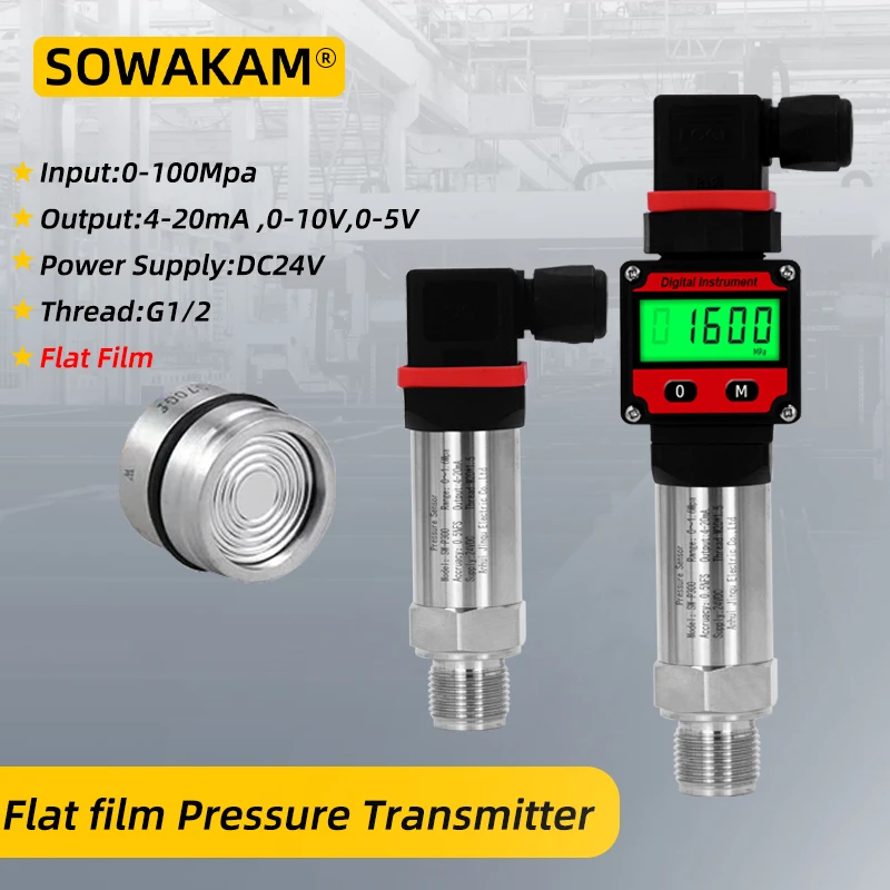 Diaphragm Pressure Transmitter -1-0-1000bar range 4-20ma Output For Milk Glue Tank Sanitary Food Grade Pressure Transducer