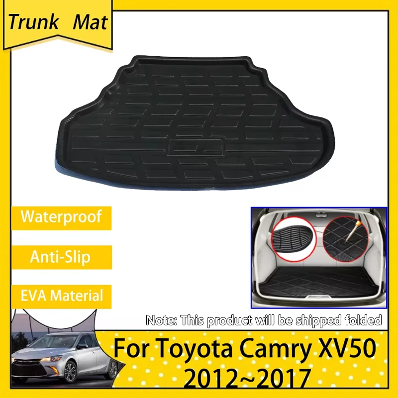 Car Trunk Mat for Toyota Camry XV50 7th Gen Daihatsu Altis 2012~2017 2015 Rear Boot Cargo Tray FLoor Non-slip Carpet Accsesories