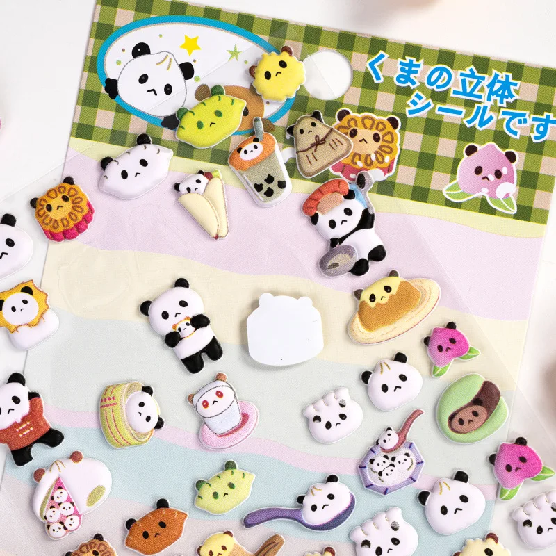 หมีน่ารักขนมหวานโฟม 3D สติกเกอร์สําหรับเด็กรางวัลการ์ตูนน่ารักธีมสัตว์ไดอารี่บัญชีมือสติกเกอร์ตกแต่ง