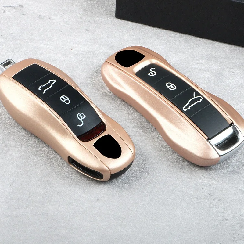 Car Key Case Fob Shell Cover Neodymium Gold for Porsche Panamera Maycan Taycan 911 718 Boxster Cayman