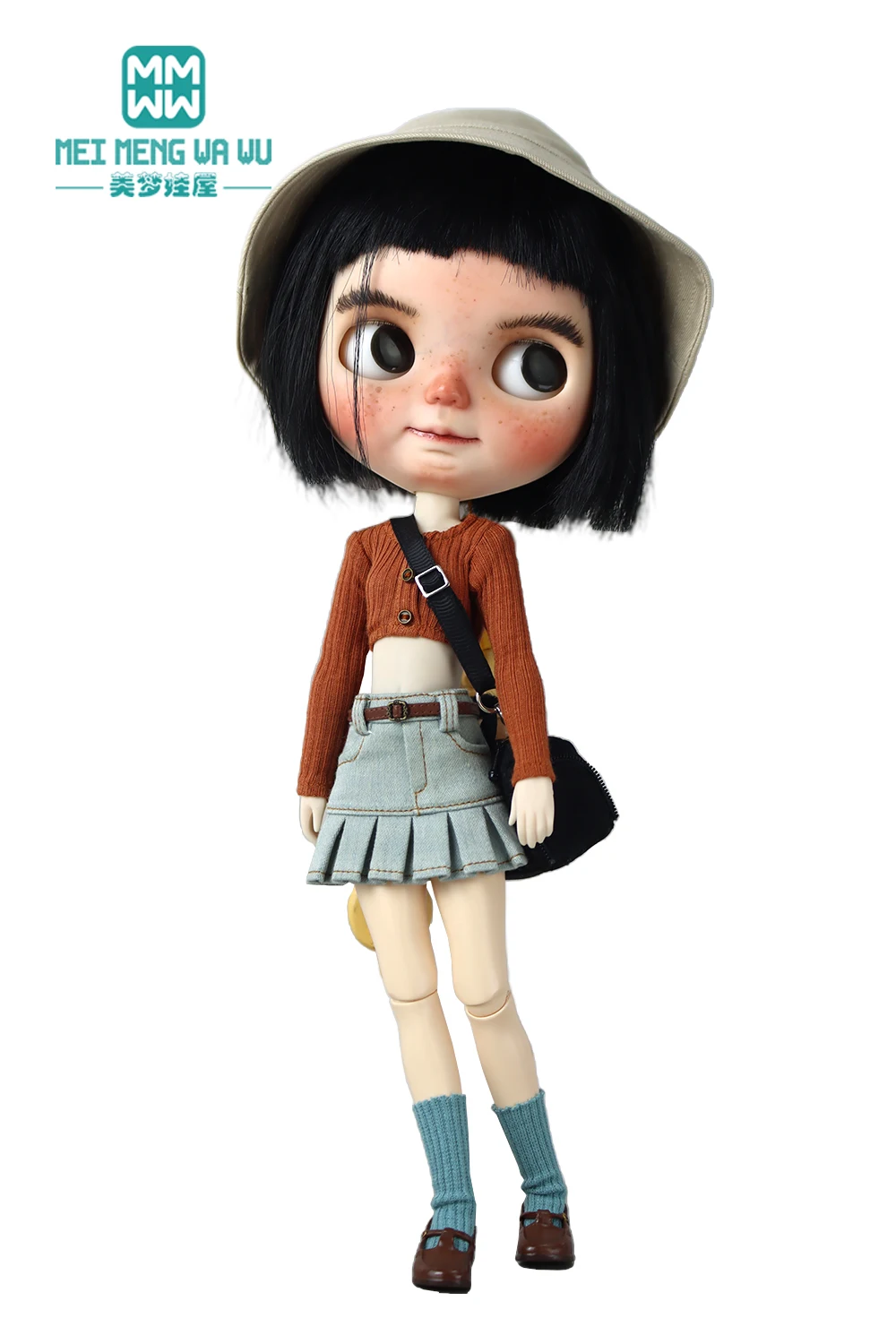 Kleidung für Puppen. Stilvoller Mini-Faltenrock, passend für 28 cm große Blyth Azone OB22 OB24 Puppenzubehör