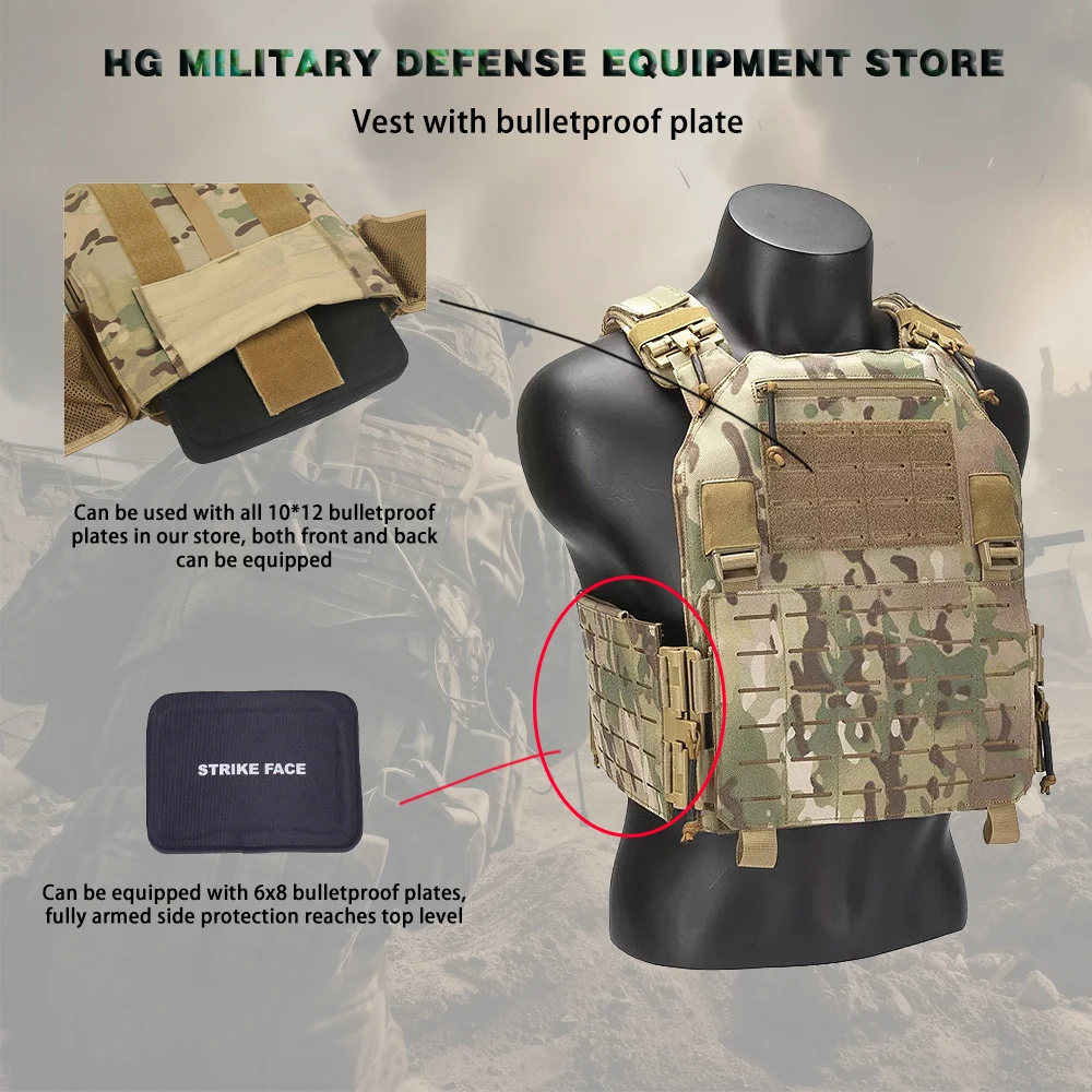 900D Encrypted Oxford Cloth Quick Release MOLLE Cut Single Soldier Hunting Plate Carrier CS Airsoft Adjustable Tactical Vest