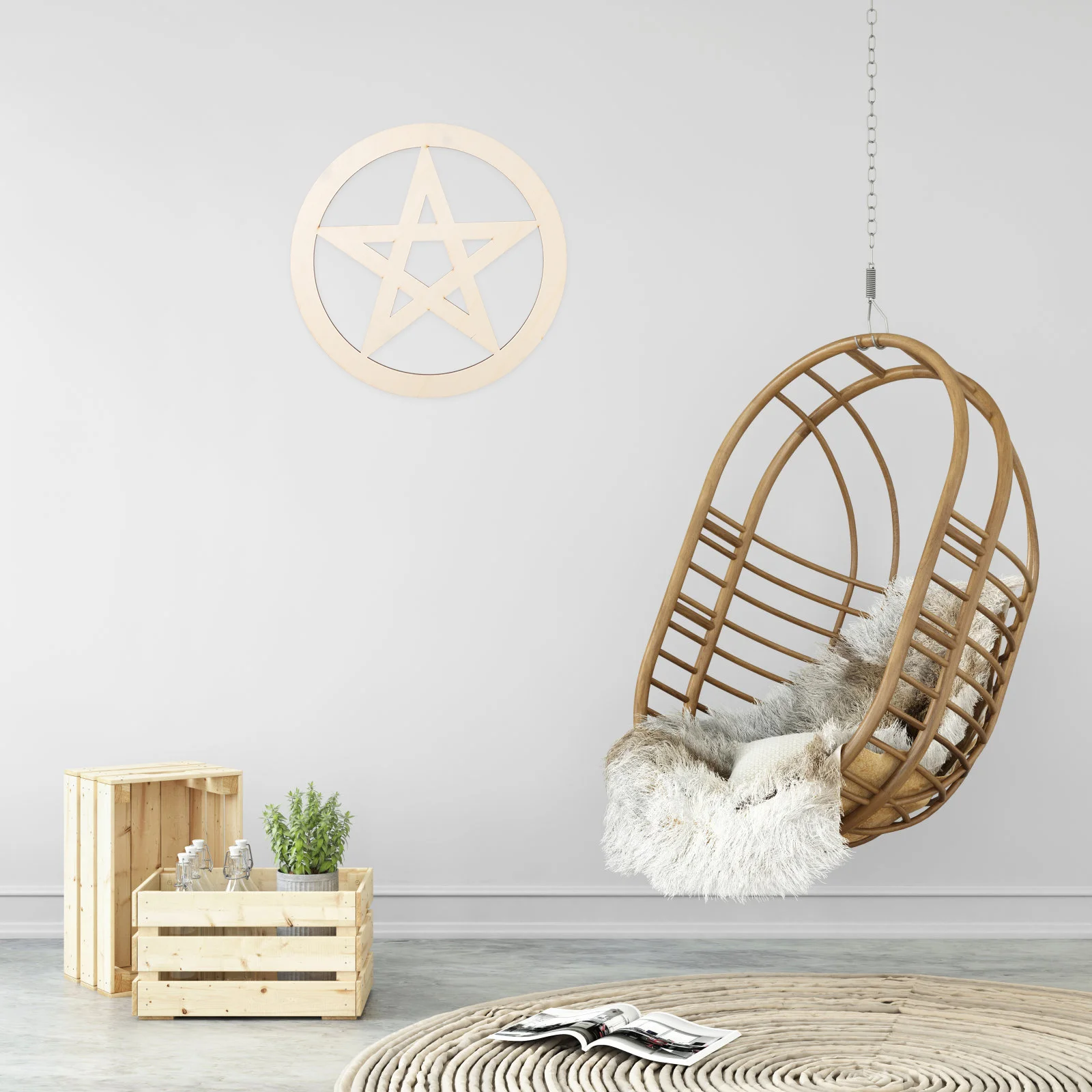 

Wooden Pentacle Carving Altar Decor Home Wall Hanging Pendant Cup Coaster Party Ceremony Decoration Retro Style Spiritual