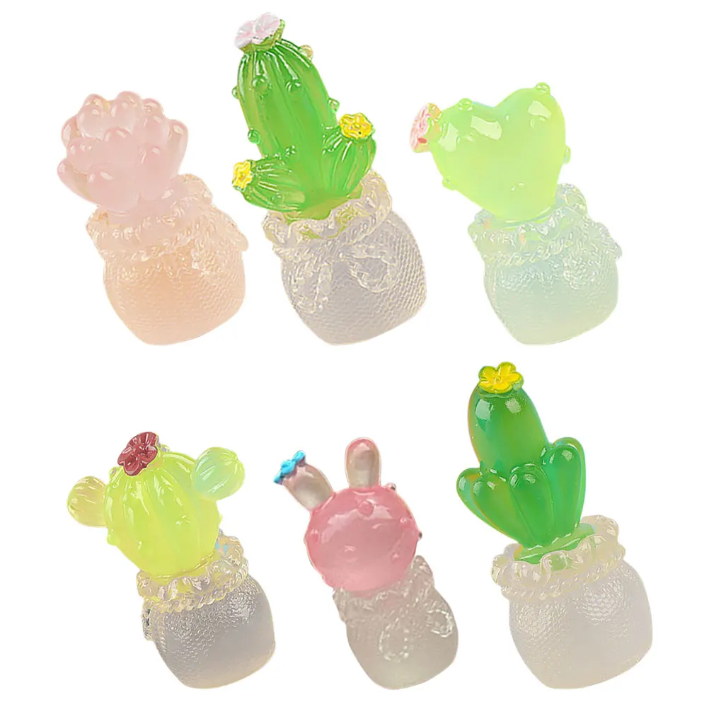 

6pcs Miniature Cactus Resin Craft Realistic Plant Micro Landscape Decor For Home Office Bedroom Desktop Shelf Cabinet Gift Resin