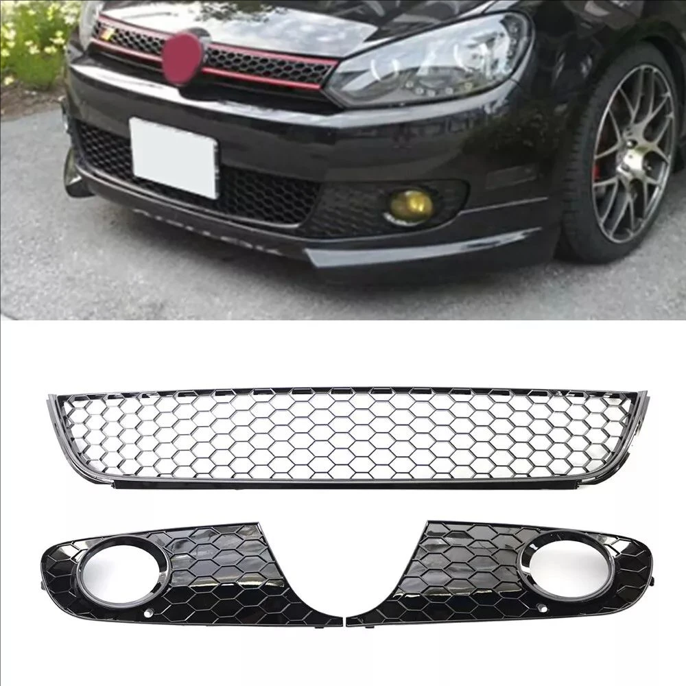 GTI Style Front Lower Bumper Mesh Grille Fog Light Grill For VW Golf 6 MK6 Standard Models 2009 2010 2011 2012 2013 Accessories