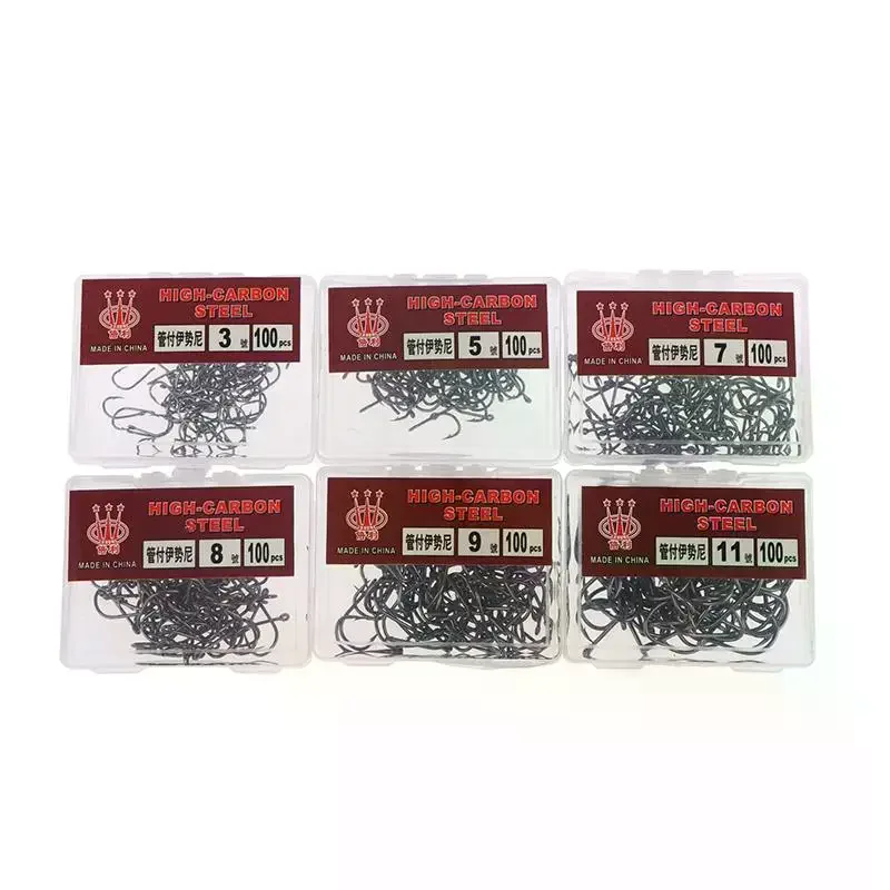 100pcs/Box High Carbon Steel Fish Hook Durable High Strength Barbed Fishing Hooks With Ring For Carp Fishing Accessories