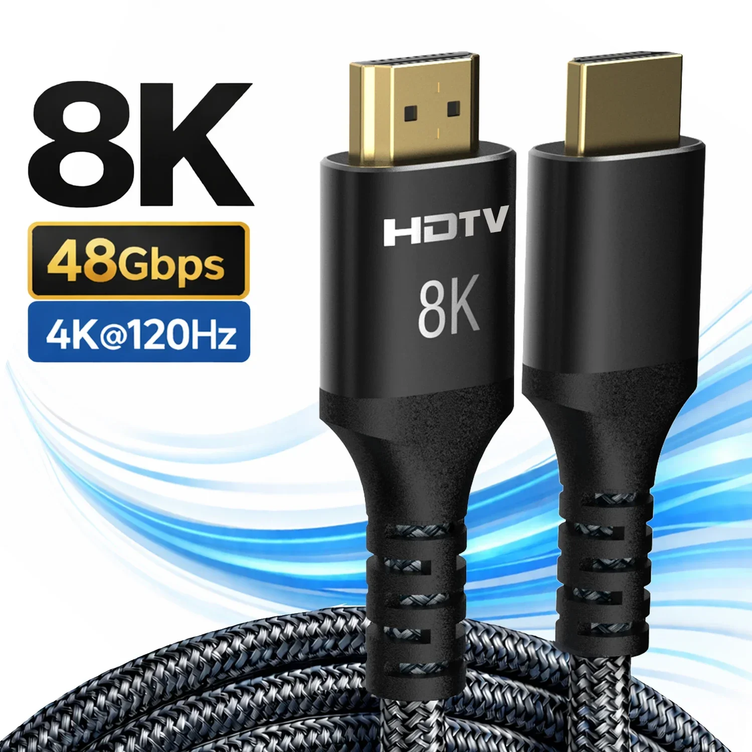 8K HDTV Cable 48Gbps 4K 120Hz Ultra High Speed Cord for PS5 Xbox TV Monitor Projector
