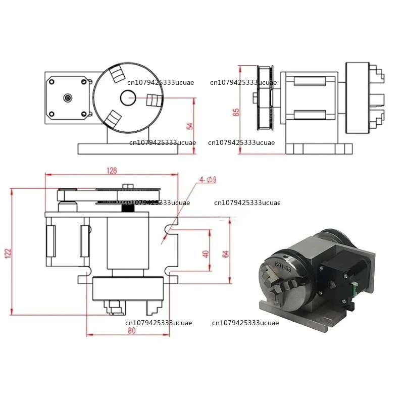 65MM CNC Tailstock and 4th Axis Rotary Axis - High-Precision Numerical Control Dividing Head with Thimble Tail Seat