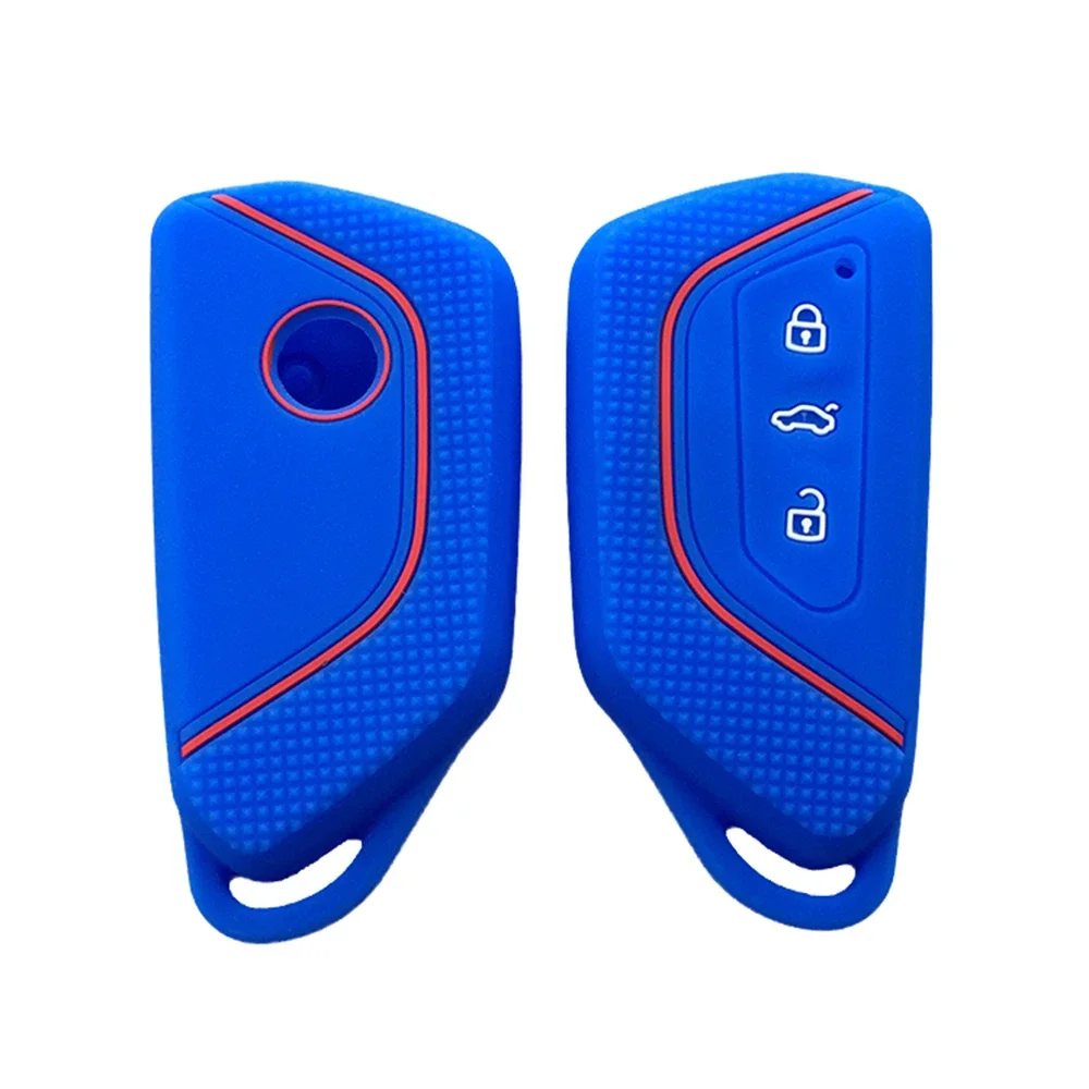 Funda de silicona con 3 botones para llave de coche, llavero con cubierta protectora de piel para VW, Volkswagen, Golf 8, 2020, Skoda Octavia A8