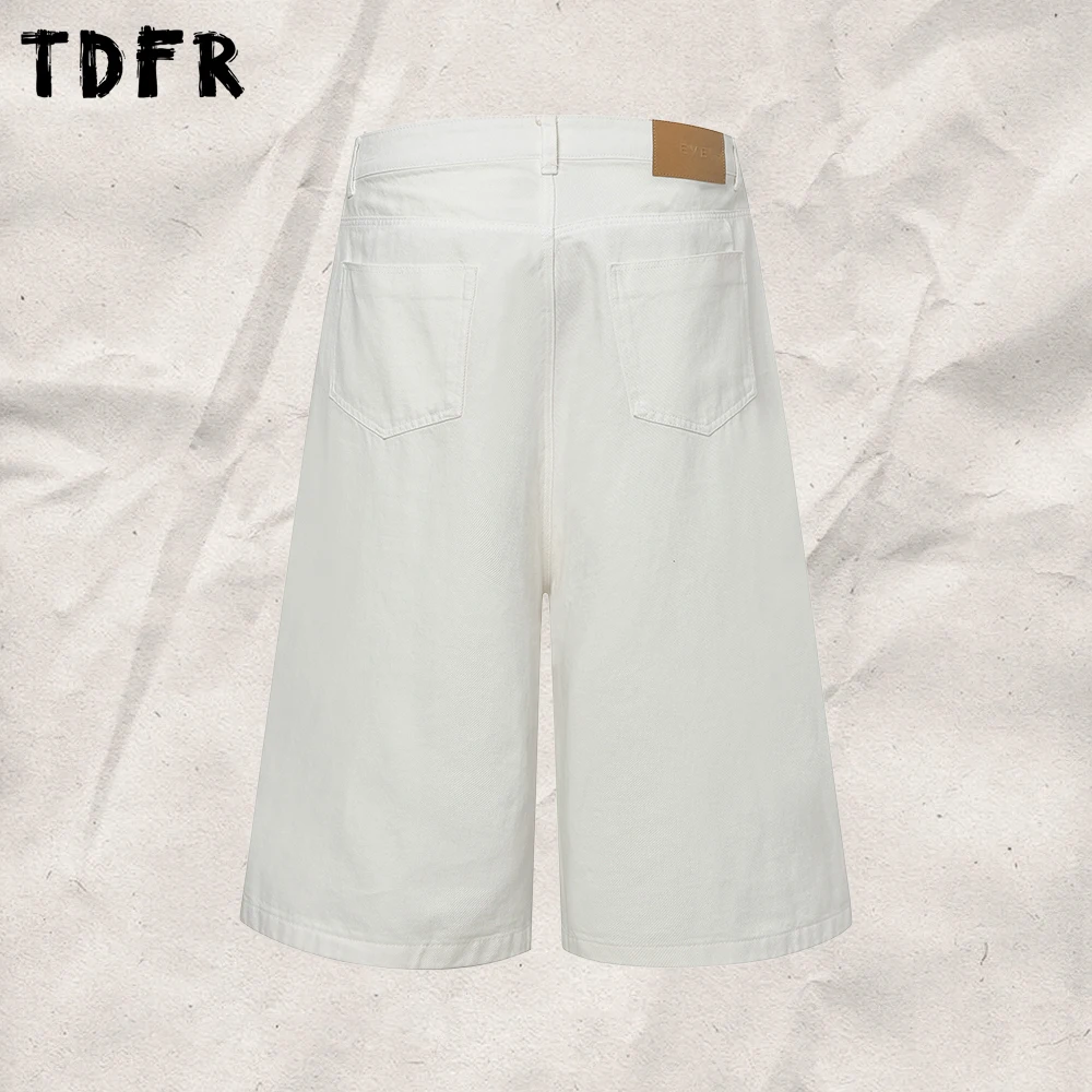 Pure White Shorts Mens Summer Baggy Casual Wide Straight-leg Loose Cargo Short Pants Man