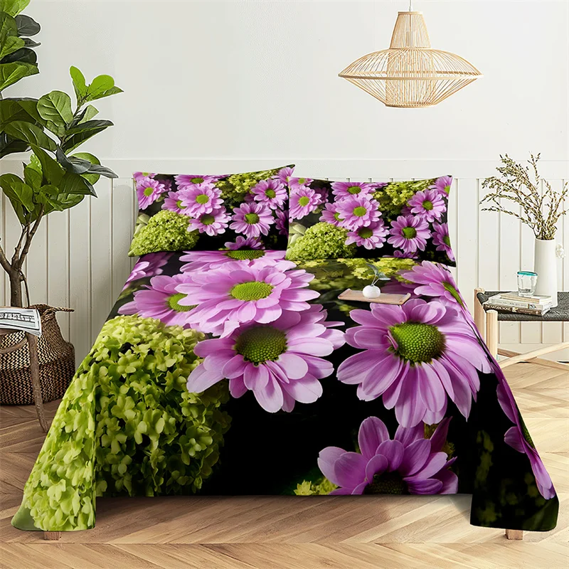 

Colored Daisy Queen Sheet Set Kid's Girl Room Flower Bedding Set Bed Sheets and Pillowcases Bedding Flat Sheet Bed Sheet Set