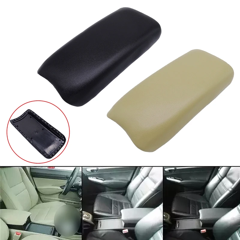 1 Piece Black/Beige Car PU Leather Center Console Armrest Cover Arm Rest Box Lid For Honda/Civic 2006-2009 Auto Plastic Covers