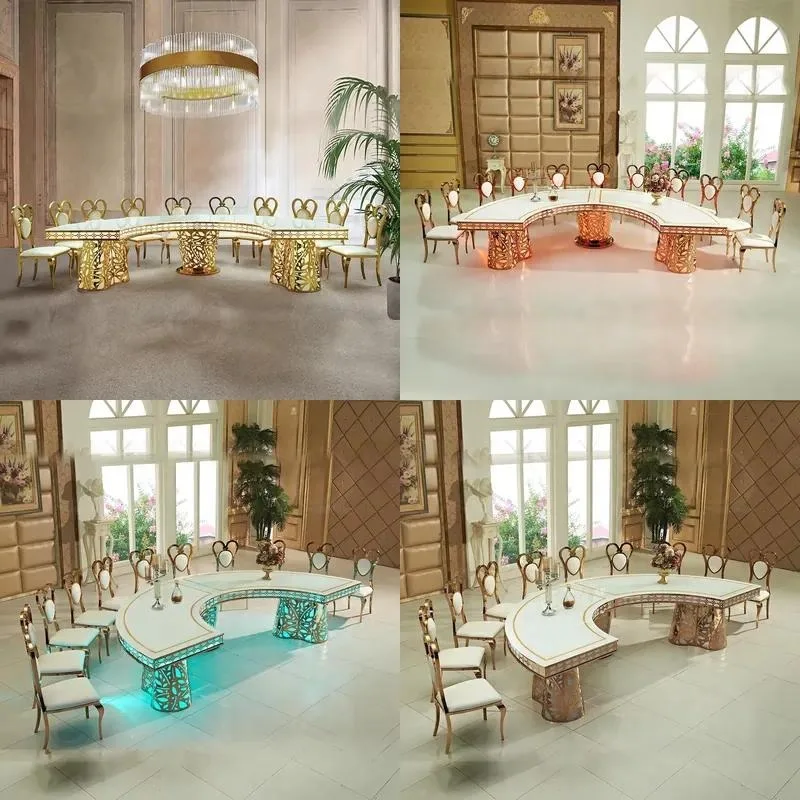 Luxury Mirror Gold Banquet Hotel Restaurant Wedding Tables and Chairs