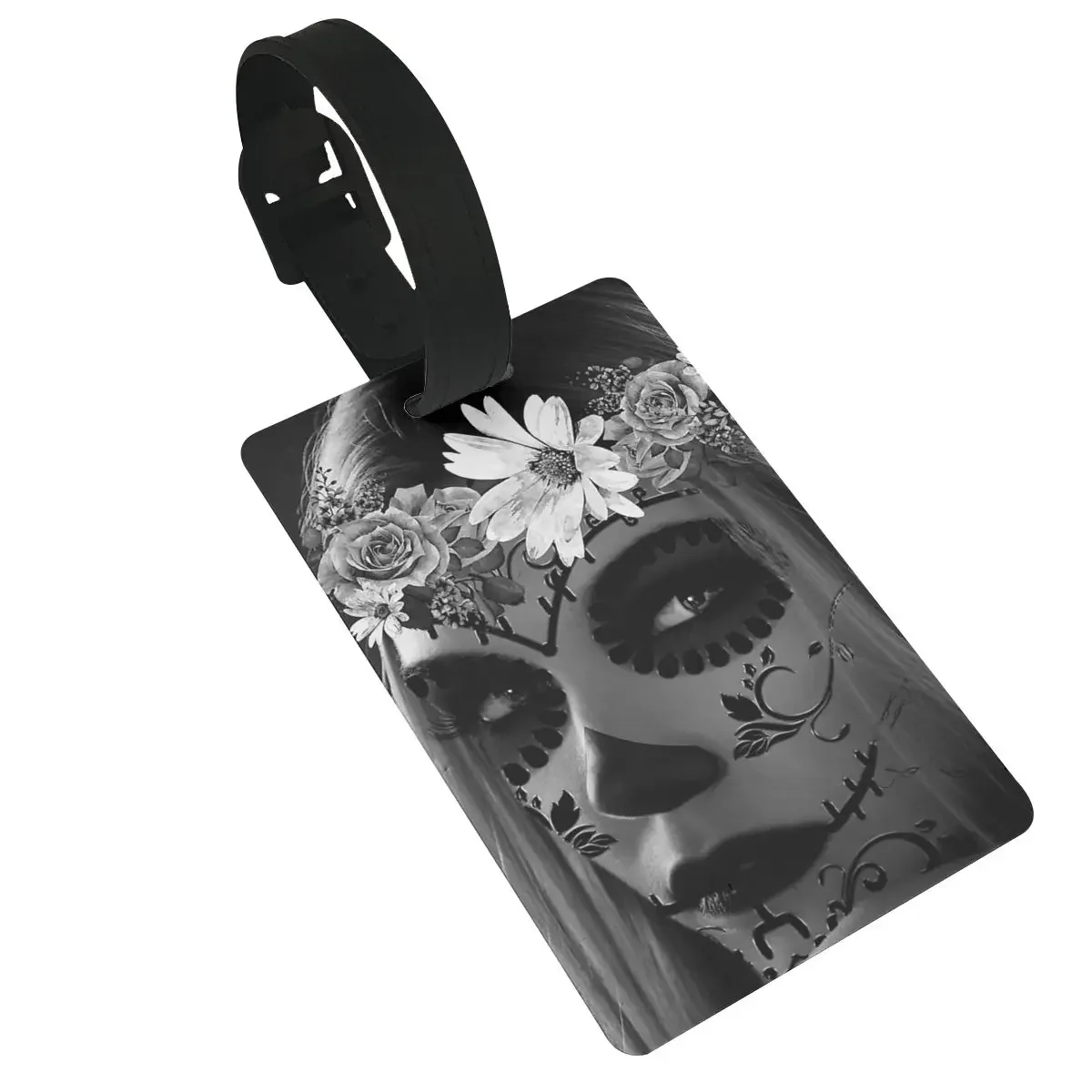 Sugar Skull Cartoon Beautiful Girl Luggage Tags Suitcase Accessories Travel Baggage Boarding Tag Portable Label Holder ID Name