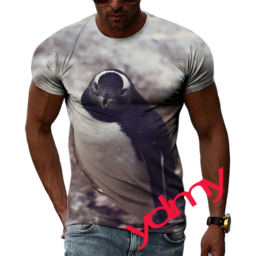 Summer Penguin Pattern Quick-Dry Men's T-shirt Hip Hop 3D Print Personality   Neck Short Sleeve  Fashion Clothes