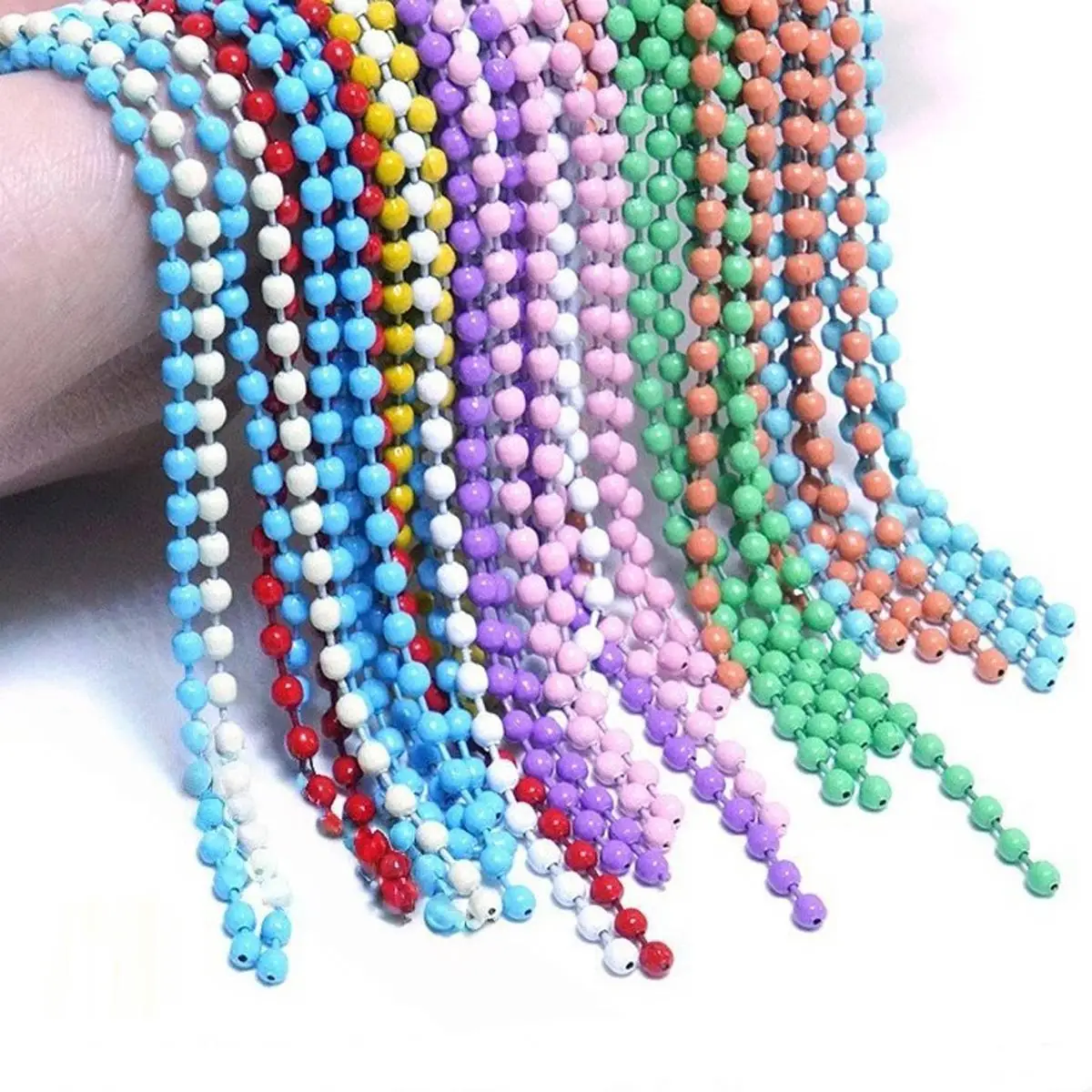500Pcs Colorful Ball Bead Chain 2.4mm Fits Key Chain Dolls Label Hand Tag Connectors DIY Jewelry Making Supplies 10cm/12cm