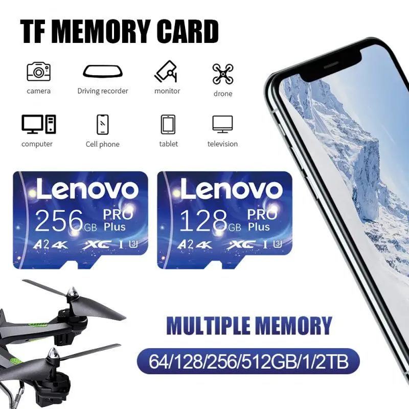 Lenovo 2TB High Speed Memory Cards 512GB Micro TF/SD Card 1TB SD Memory Card 128GB Mini SD Card Adapter Free For Steam Deck