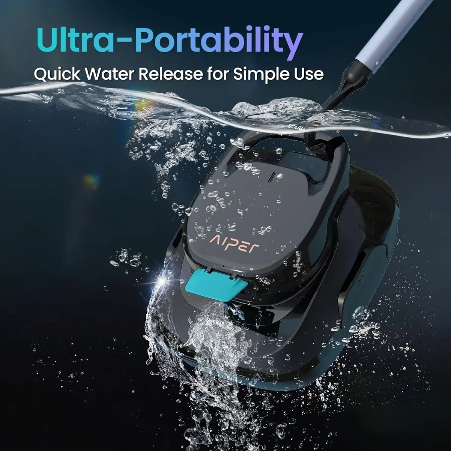 ترقية منظف حمام السباحة اللاسلكي Scuba SE لعام 2025 مع مكنسة حمام السباحة الذكية ذاتية التوقف لمدة 95 دقيقة لحمامات السباحة فوق الأرض حتى 860