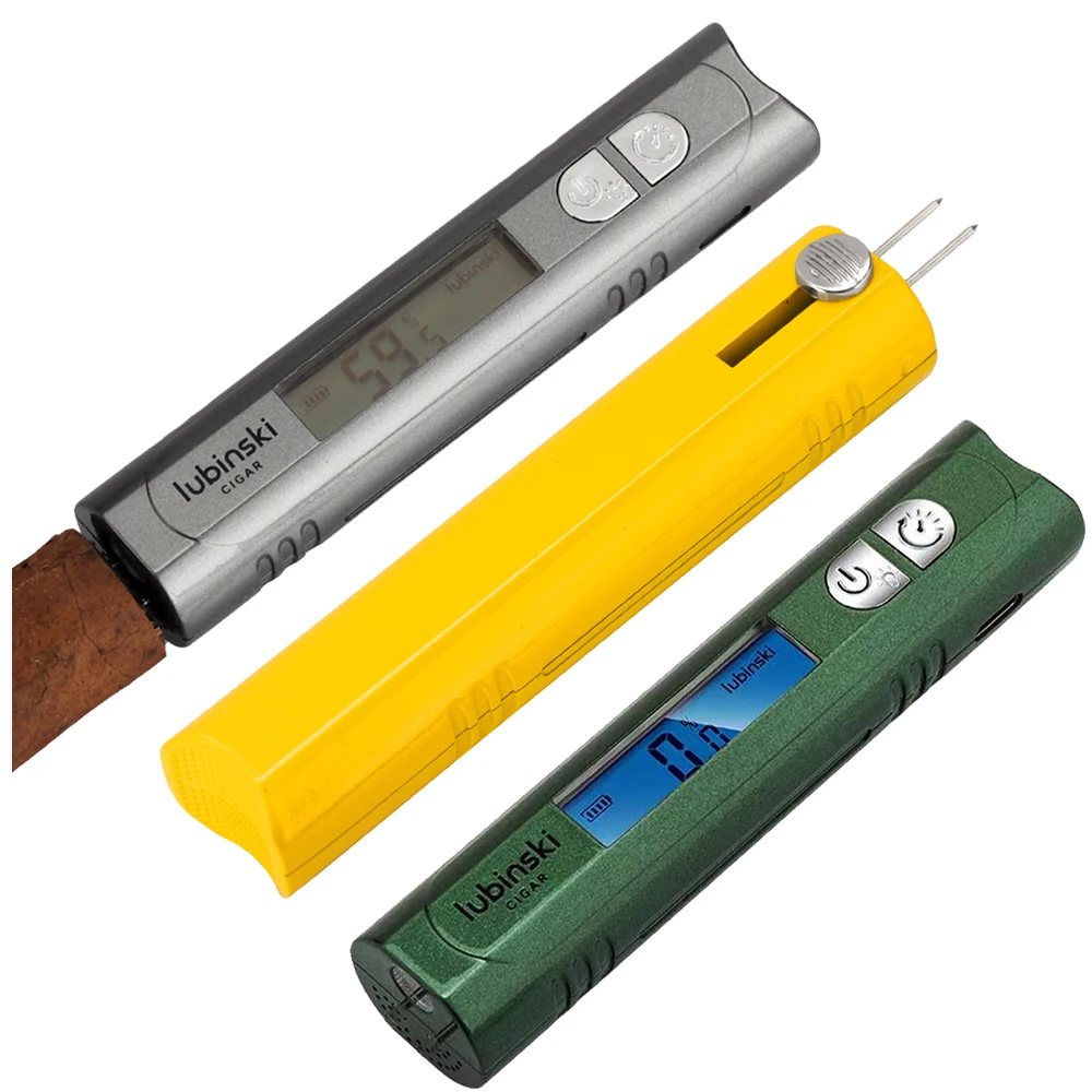 

LUBINSKI Cigar Humidimeter Metal Insert Cigar Hygrometer Electronic Usb Charge Digital Humidor Device Cigar Humidity Tester