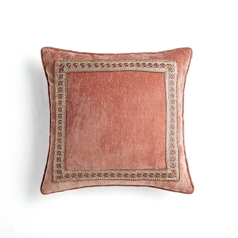 Guangdadian European Throw Pillow Seat Cushion Light Luxury Fringed Three-dimensional Embroidered Plush Pillowcase