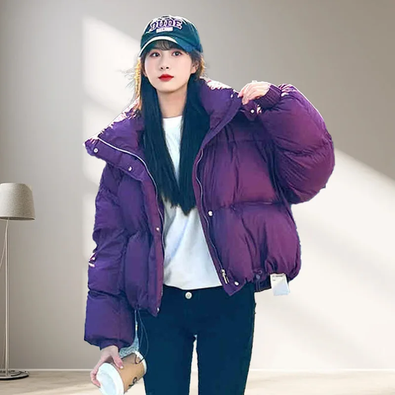 Women's Clothing Winter Down Coat Vintage Simple White Duck Down Jacket Warm Drawstring Long Sleeves Short Jacket Hooded