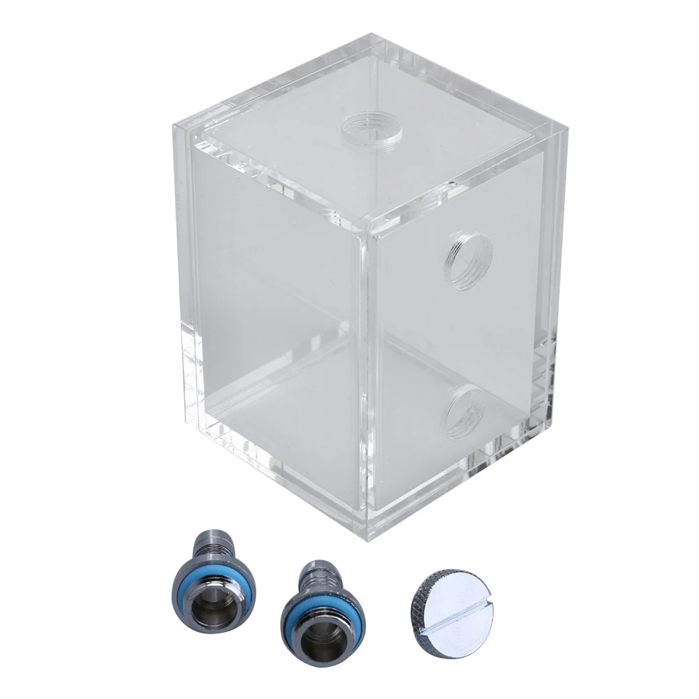 

200ml Computer Water Cooled Reservoir with 2 Tube Connectors 1 Cooling Fan Block G1/4 2 Thread for PC Water Cooling System